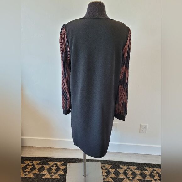 Emery Rose Sheath Dress Black Puff Sleeves Contemporary Office Old Money XL - Picture 4 of 9